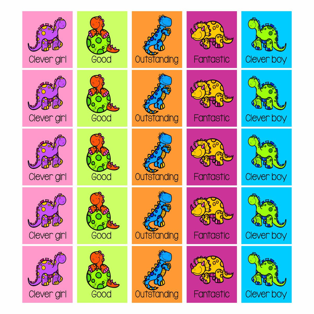 Large Dinosaur Stickers (Various Languages) Stickit Designs