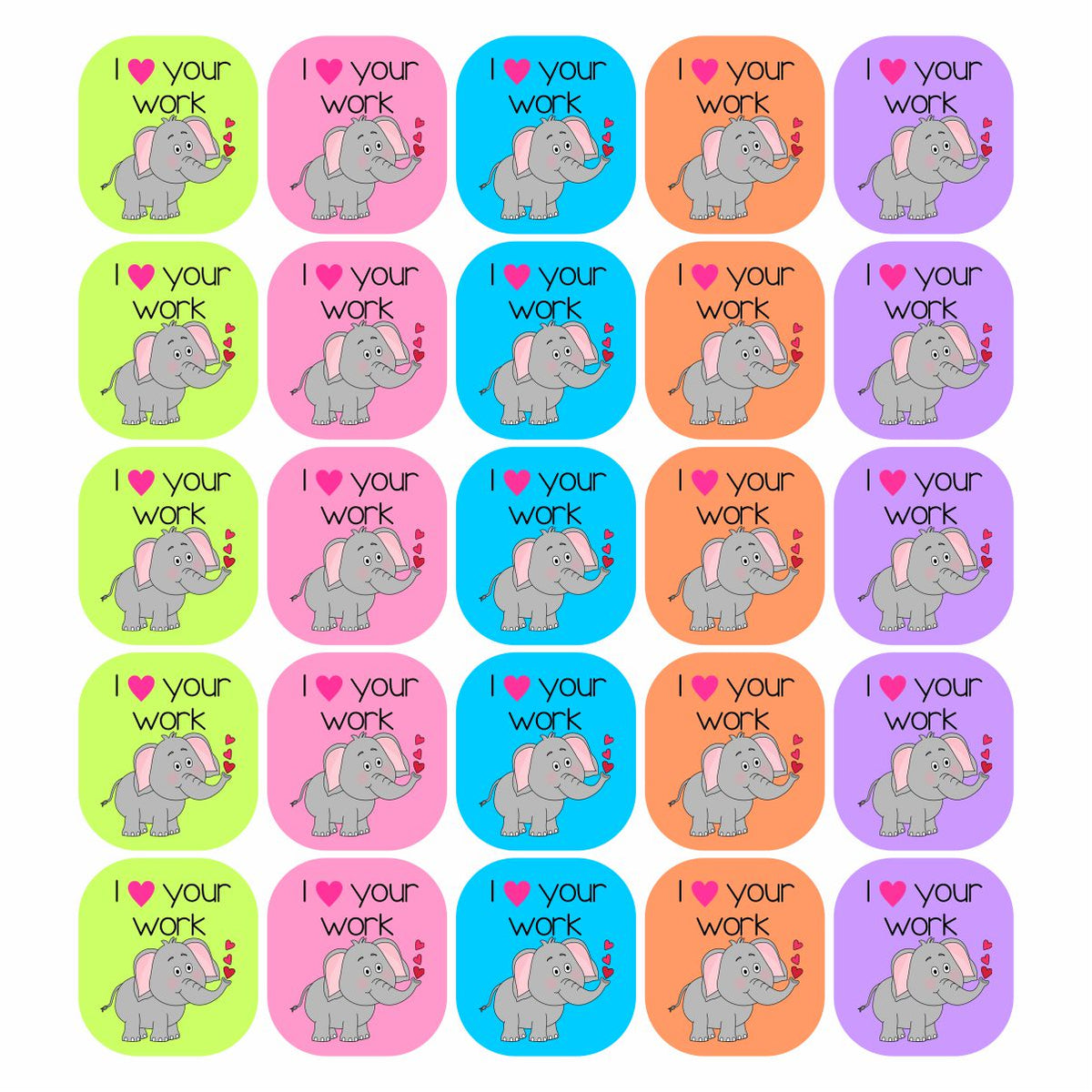 Large Elephant Stickers (Various Languages) Stickit Designs