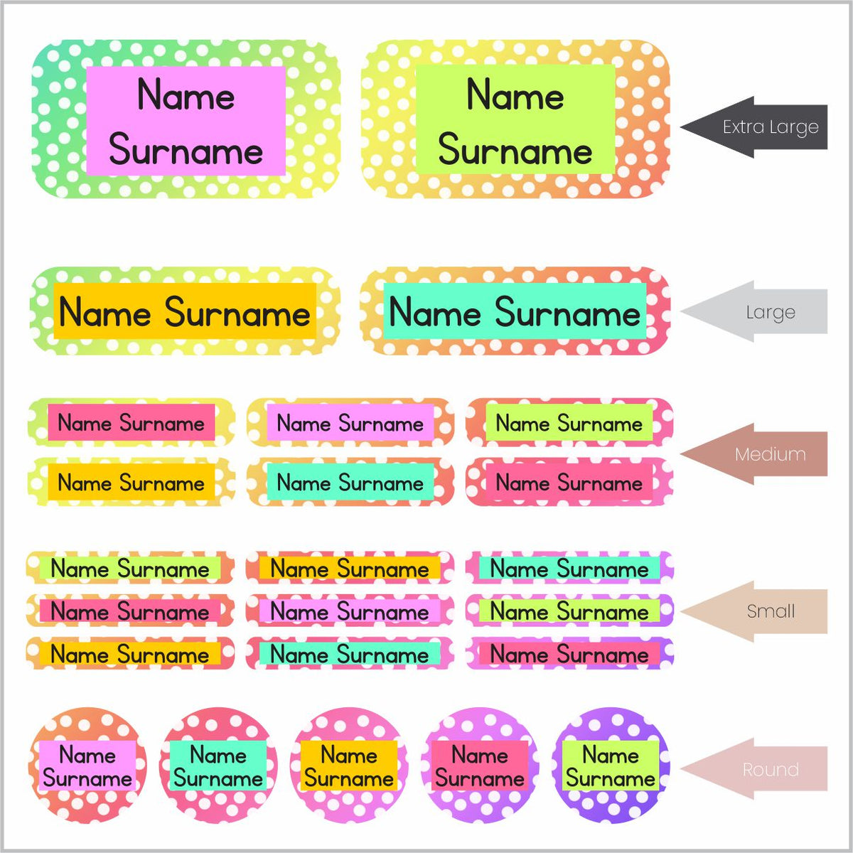 Rainbow Dots Additional Labels – Stickit Designs