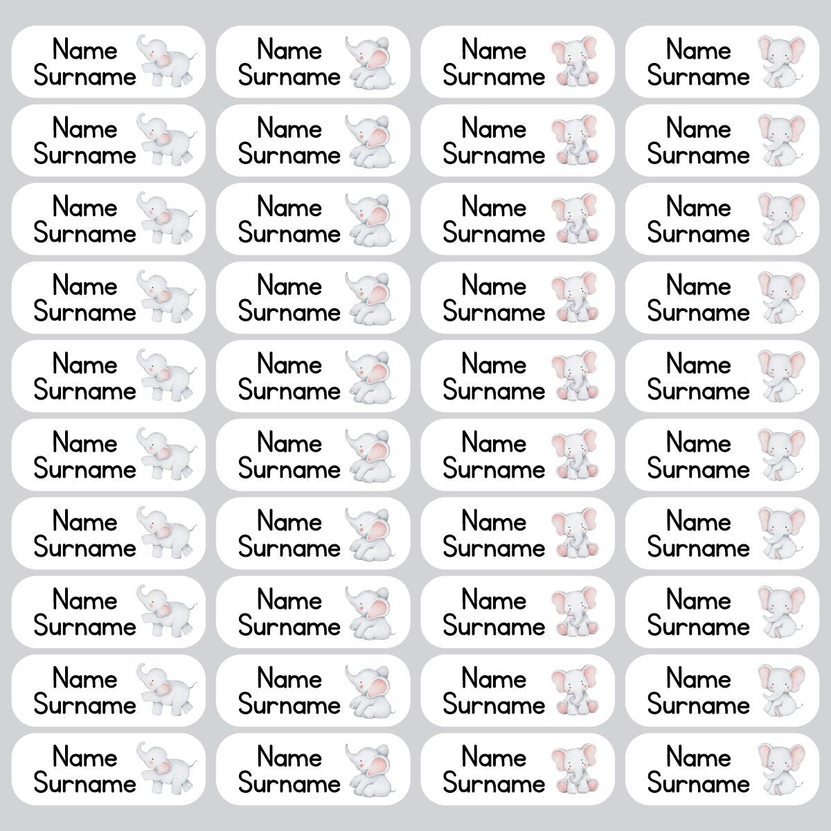 Elephant Labels Baby Elephant Iron-On Clothing Labels – Stickit Designs