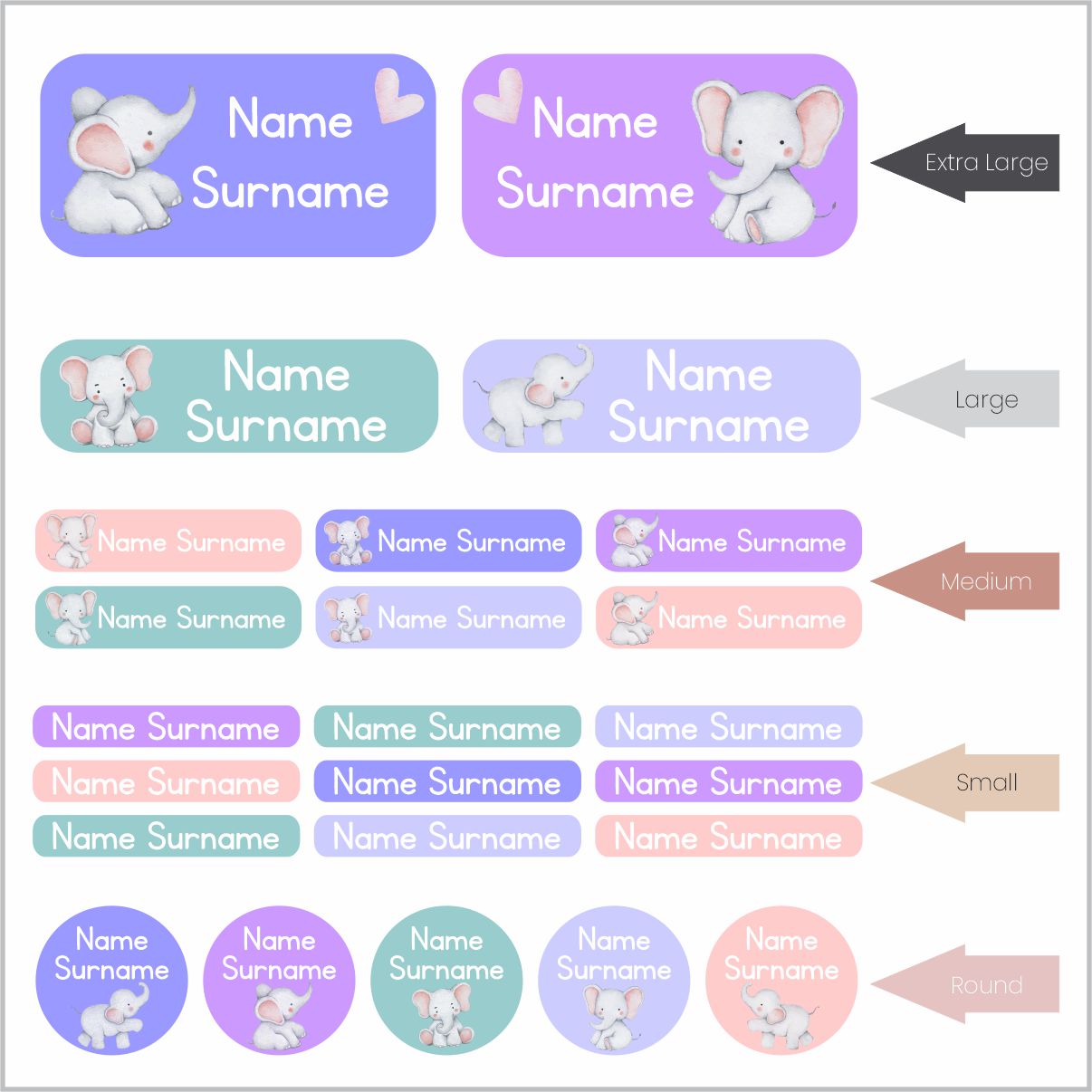 Elephant Labels Baby Elephant Additional Labels – Stickit Designs