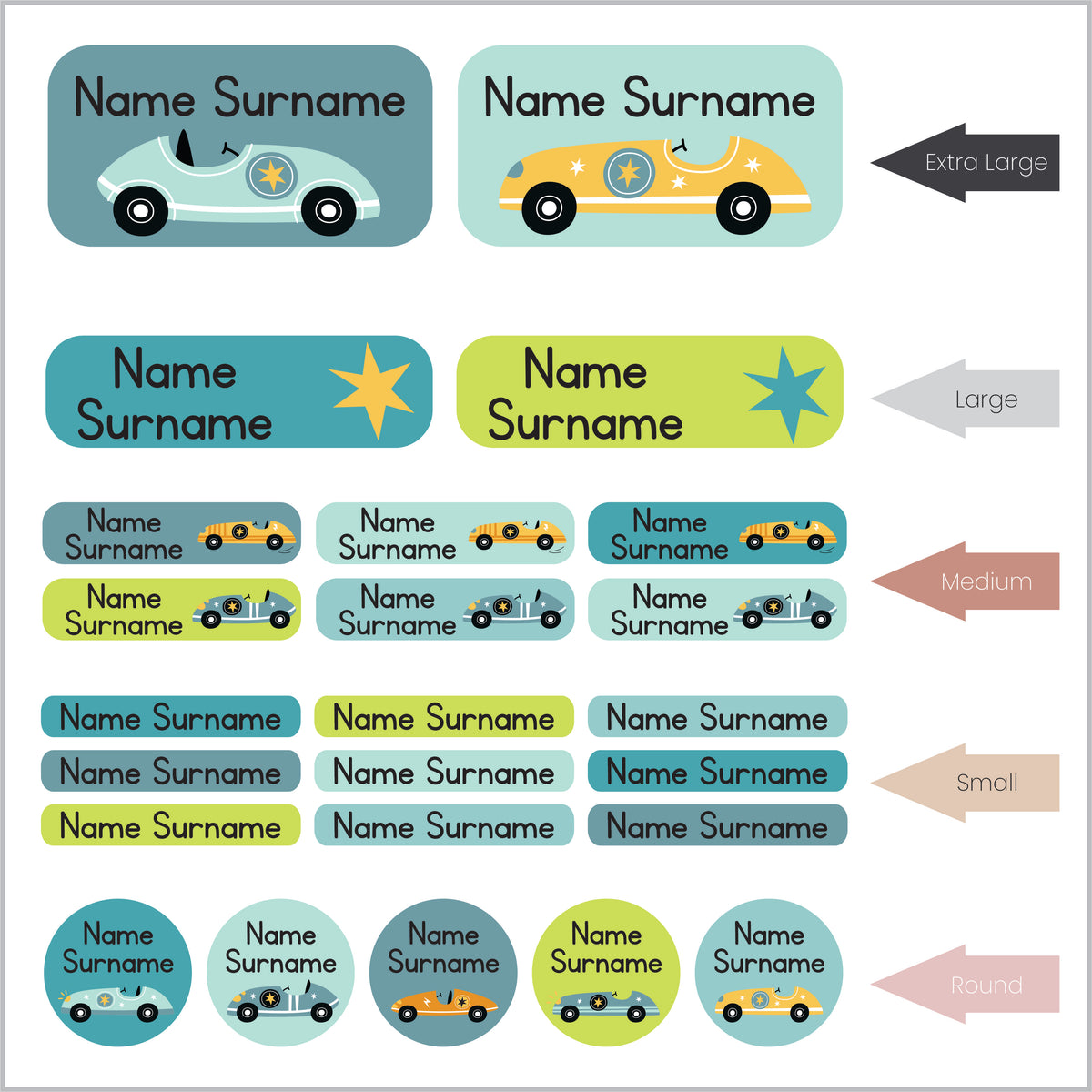 Labelname Racing Racing Cars Additional Labels – Stickit Designs