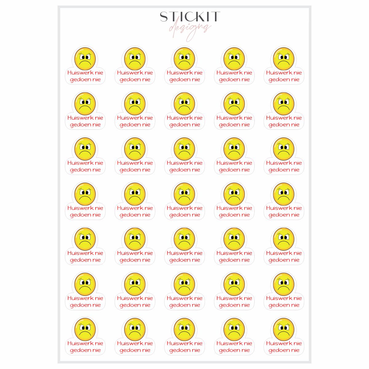 Not Stock Sticker Homework Not Done Stickers (Various Languages) – Stickit Designs