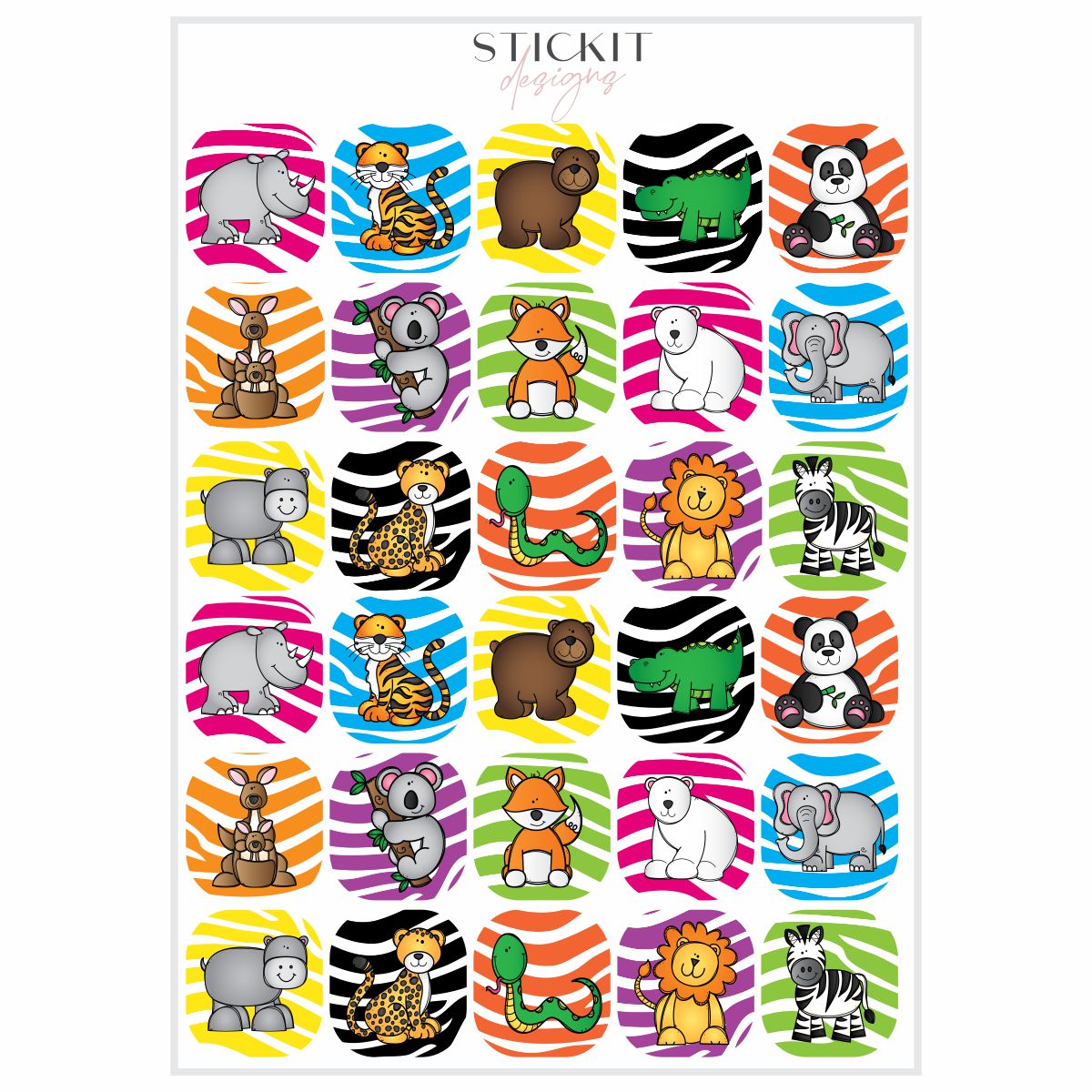 Rectangular Sticker Animals Large Wild Animal Stickers – Stickit Designs