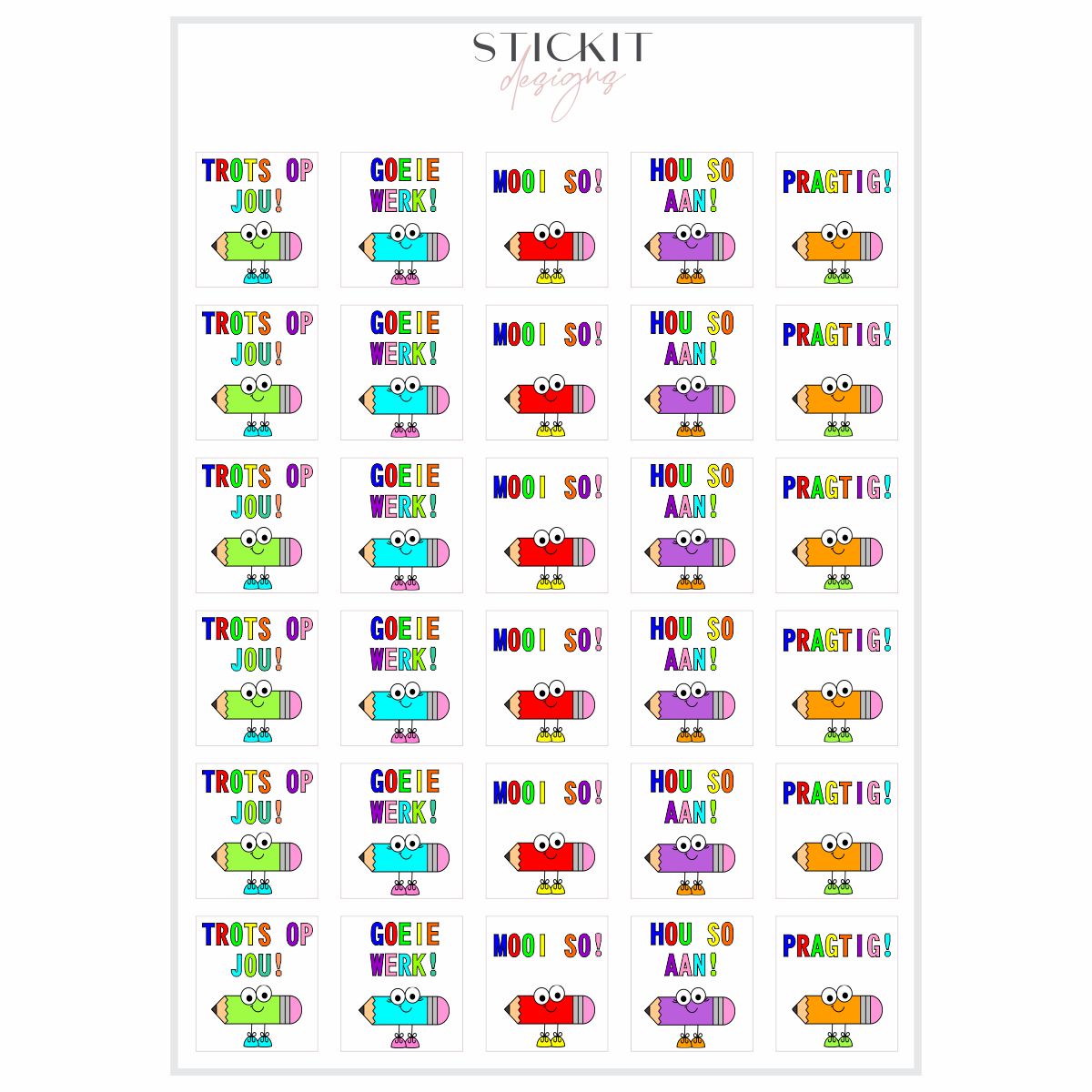 Language Sticker Label Large Pencil Stickers (Various Languages) – Stickit Designs