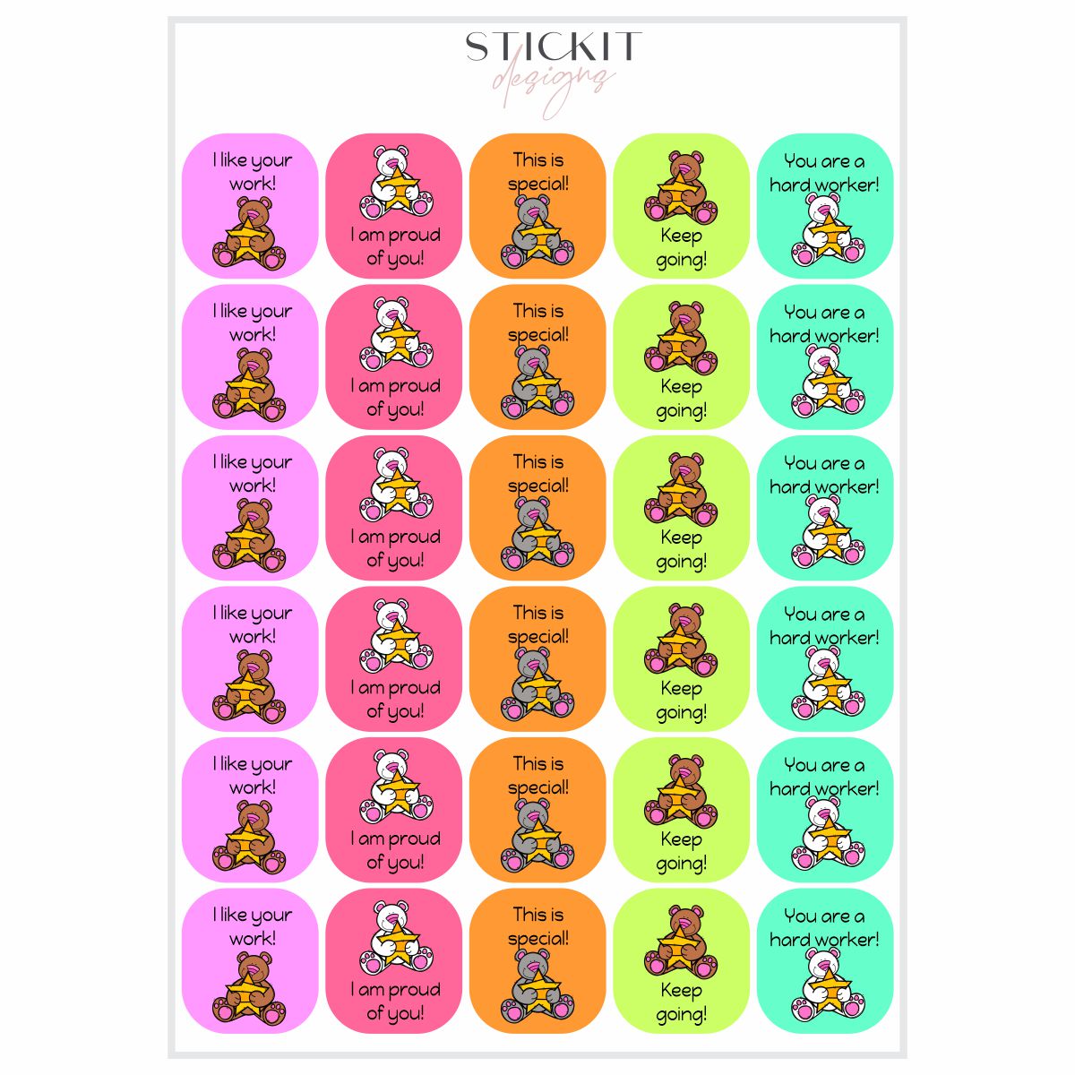 Language Sticker Label Large Bear Stickers (Various Languages) – Stickit Designs