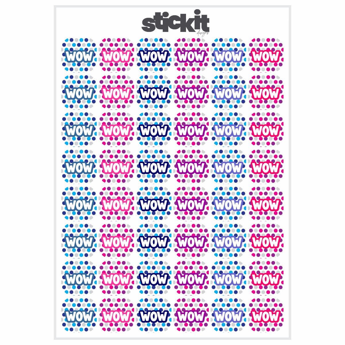 Simple Wow Sticker Medium Dotted Wow Stickers – Stickit Designs