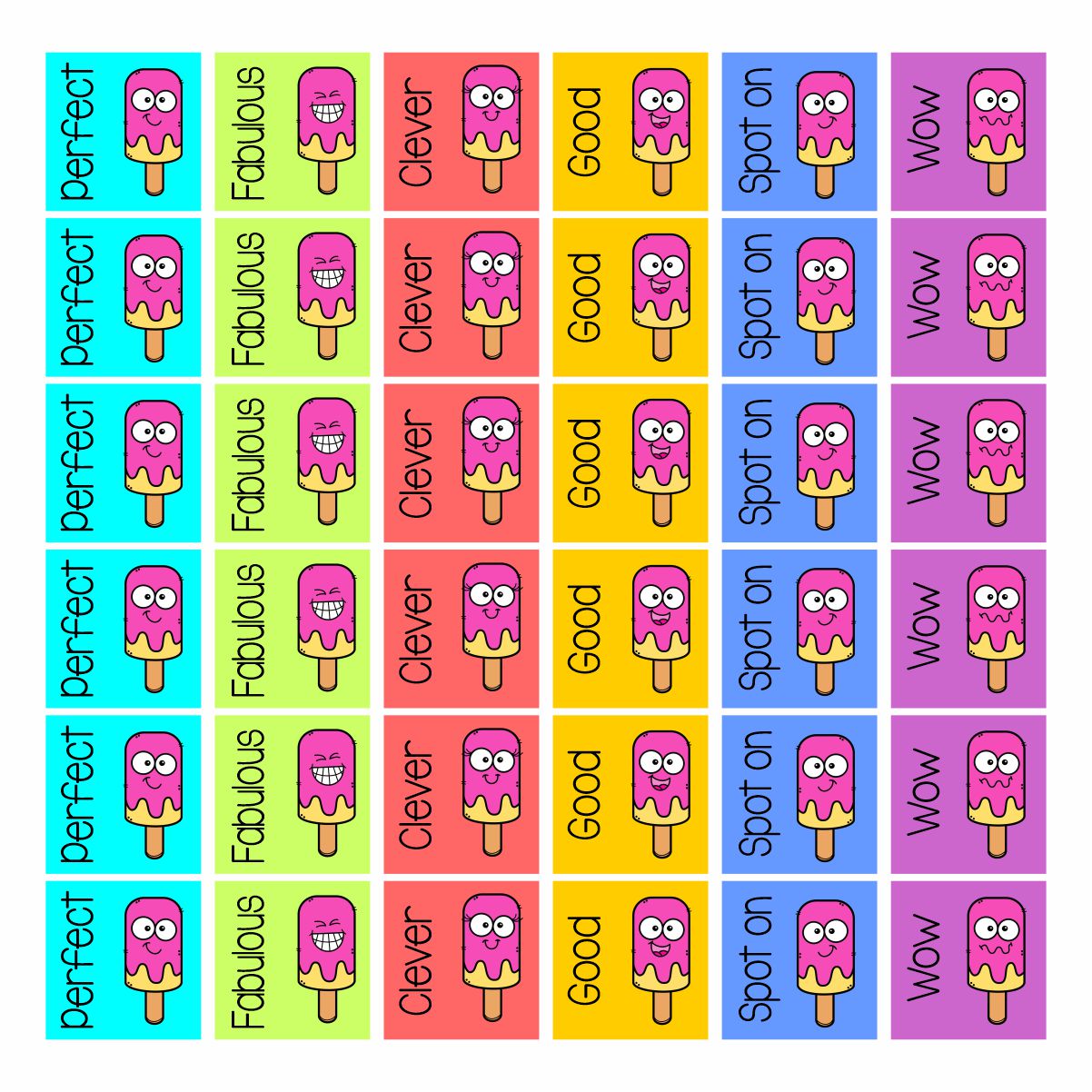 Popscile Sticker Charters Medium Popsicle Stickers (Various Languages) – Stickit Designs