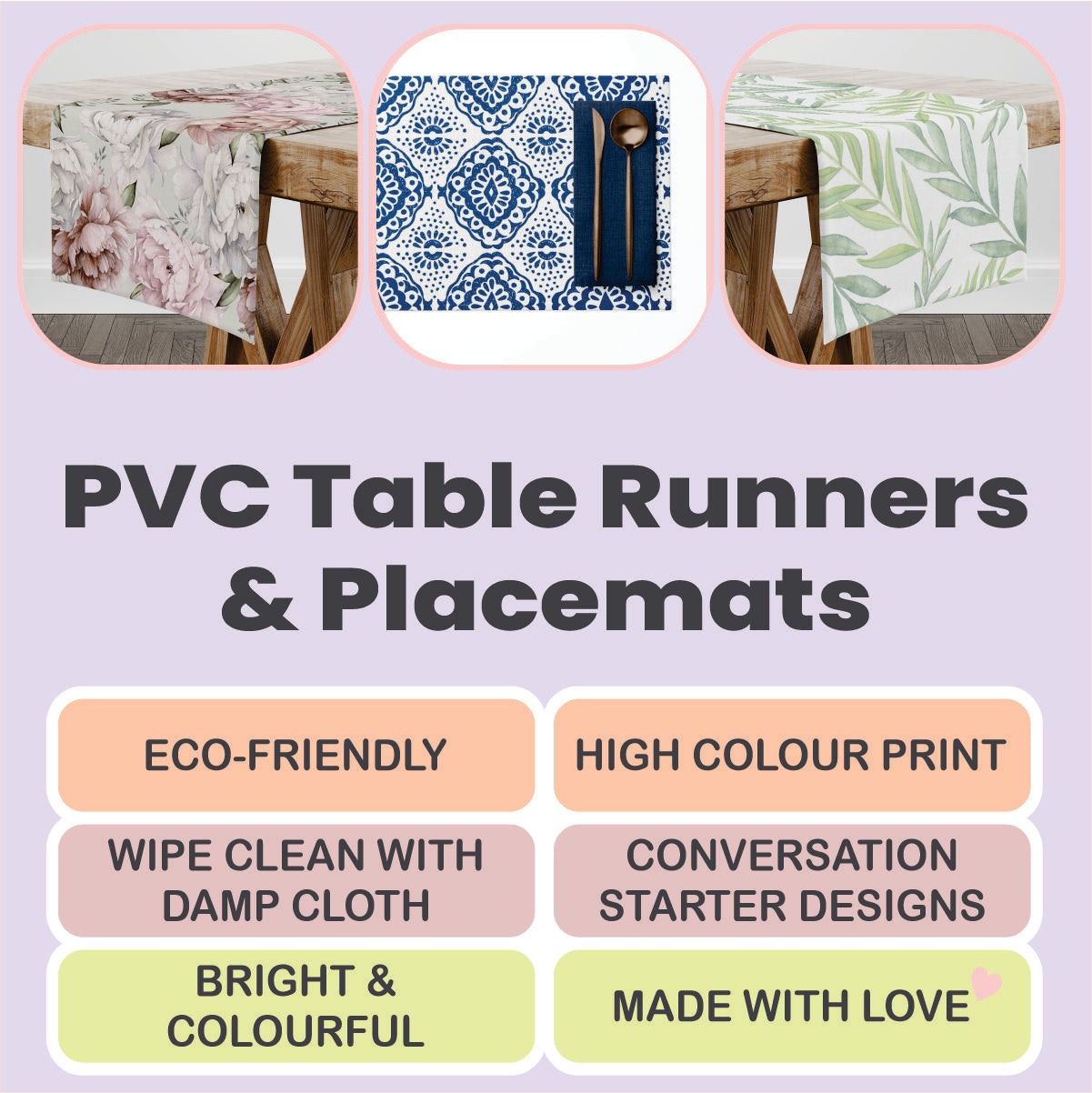 Pvc Table Runner Tropical PVC Table Runners – Stickit Designs