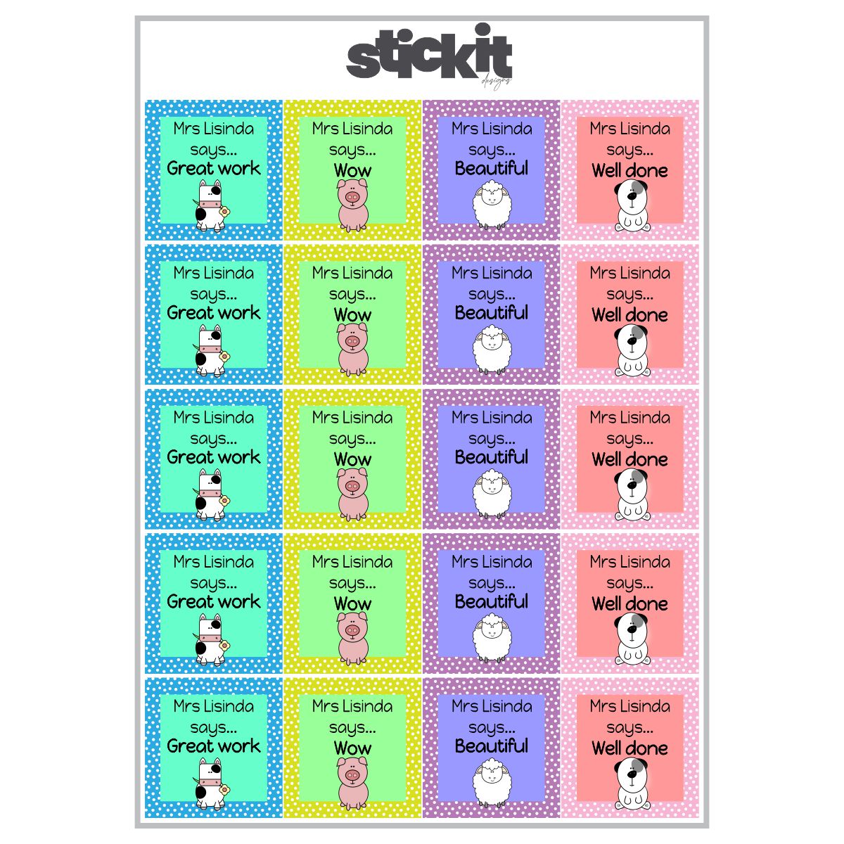 Language Sticker Label Personalised Animal Stickers (Various Languages) – Stickit Designs