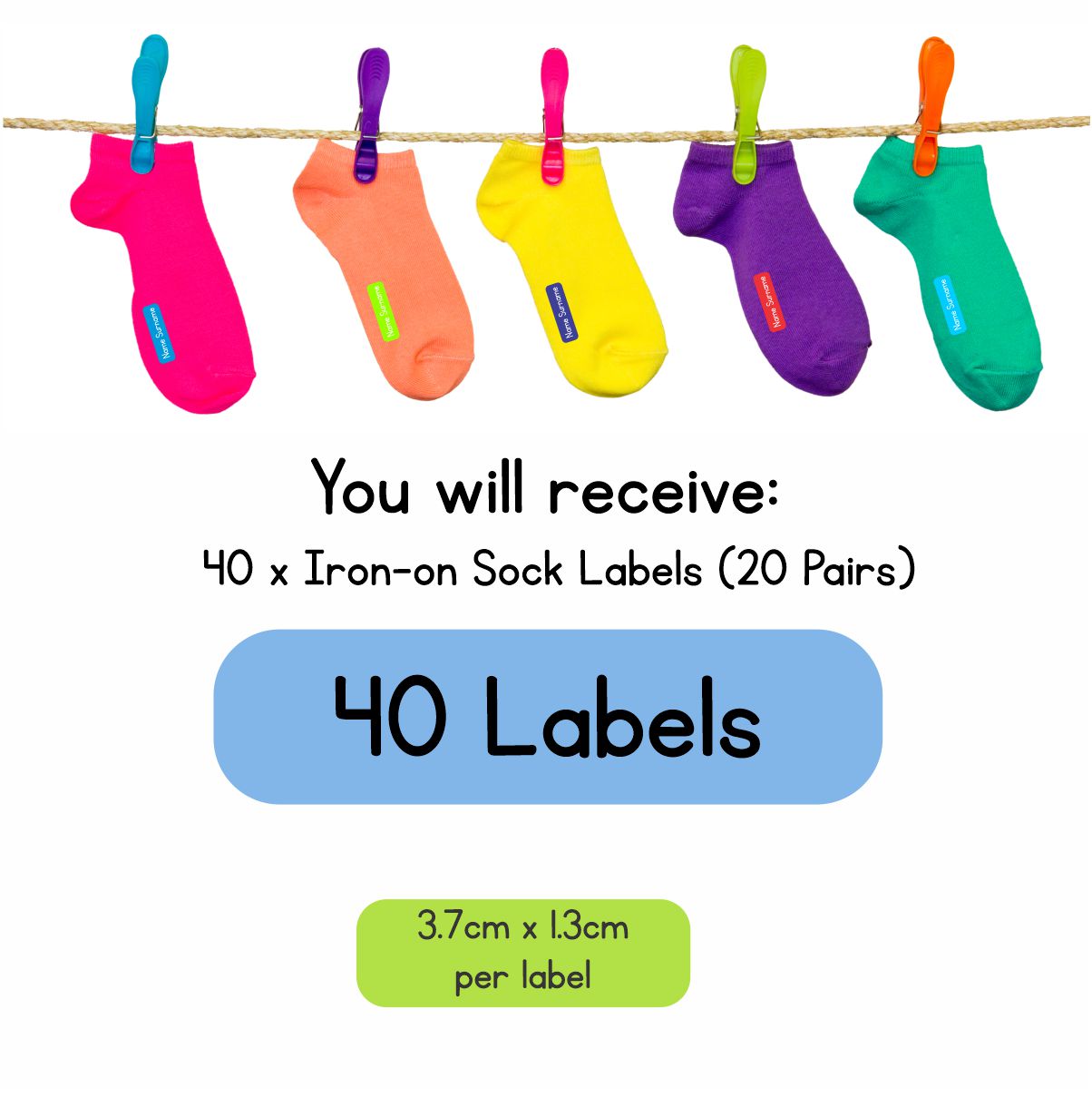 Multi-Colour Iron-On Sock Labels – Stickit Designs