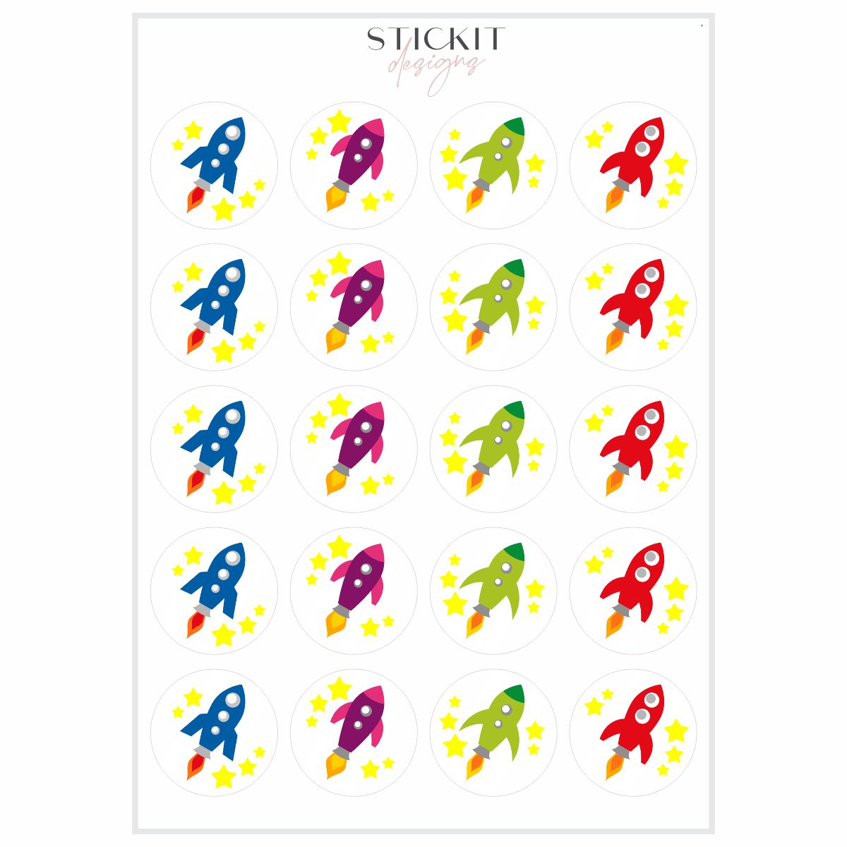 Sticker Roki Rocket Extra Large Rocket Stickers – Stickit Designs
