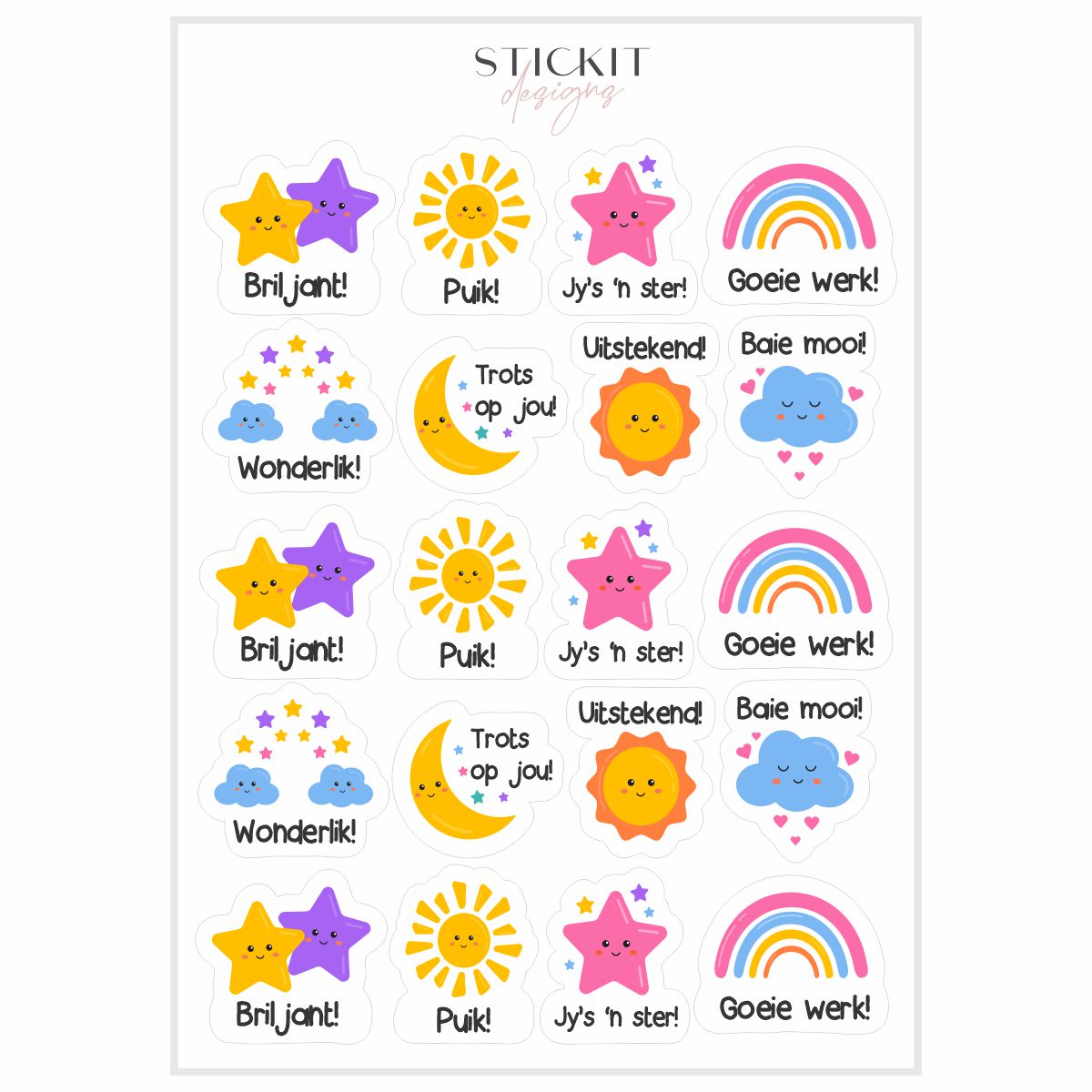 Language Week Stickers Extra Large Sky Stickers (Various Languages) – Stickit Designs